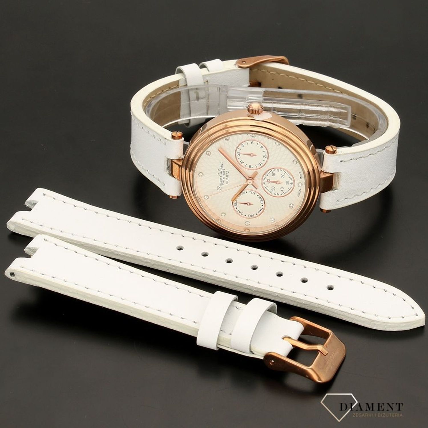 Zegarek damski Bruno Calvani BC7264 GOLD biały pasek.jpg